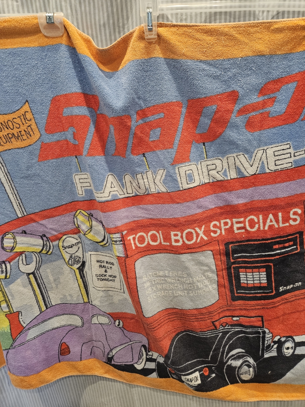 Snap On Tools Beach Towel Flank Drive In 58x32” 1990s Collector Item Cotton - Picture 3 of 10